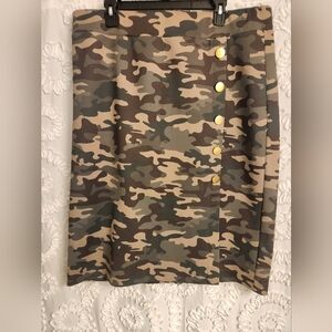 Eloquii Womens Size 18 Camo Print midi Skirt Stretch Elastic Waist